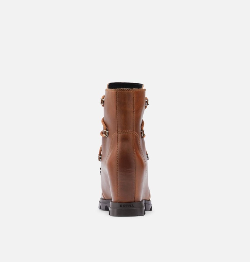 Sorel Australia Women's Joan Of Arctic Wedge Iii Lace Bootie Hazelnut Leather-Blackened Brown