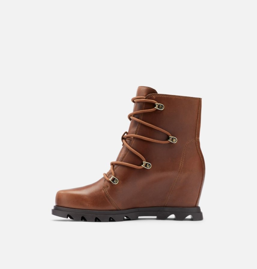Sorel Australia Women's Joan Of Arctic Wedge Iii Lace Bootie Hazelnut Leather-Blackened Brown