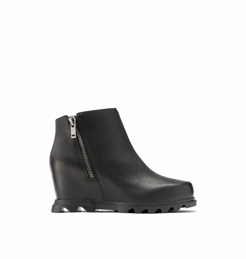 Sorel Australia Women's Joan Of Arctic Wedge Iii Zip Boot Waterproof Leather Wedge Boots Black Sea Salt