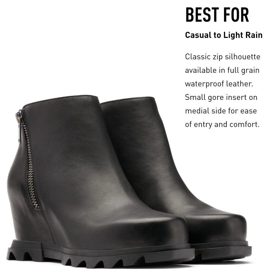 Sorel Australia Women's Joan Of Arctic Wedge Iii Zip Boot Waterproof Leather Wedge Boots Black Sea Salt