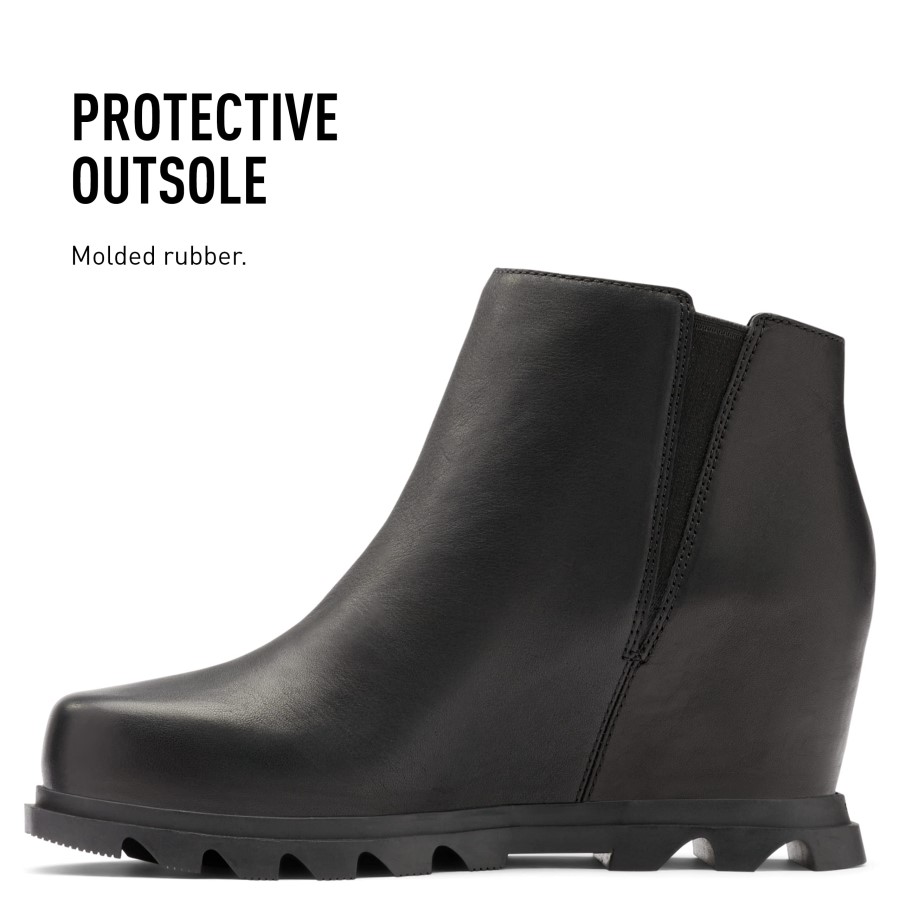 Sorel Australia Women's Joan Of Arctic Wedge Iii Zip Boot Waterproof Leather Wedge Boots Black Sea Salt