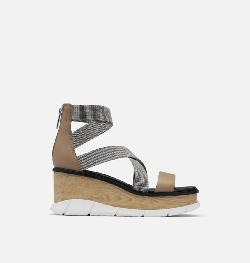Sorel Australia Women's Joanie Iii Sport Strap Wedge Sandal Omega Taupe-White