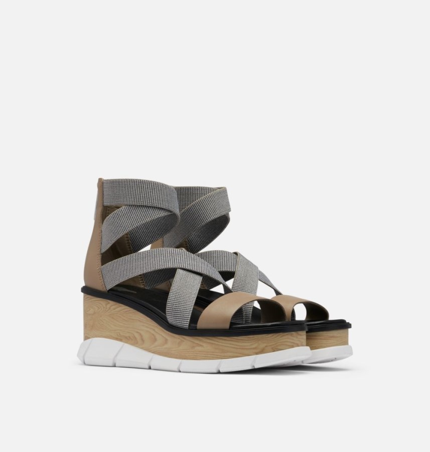 Sorel Australia Women's Joanie Iii Sport Strap Wedge Sandal Omega Taupe-White