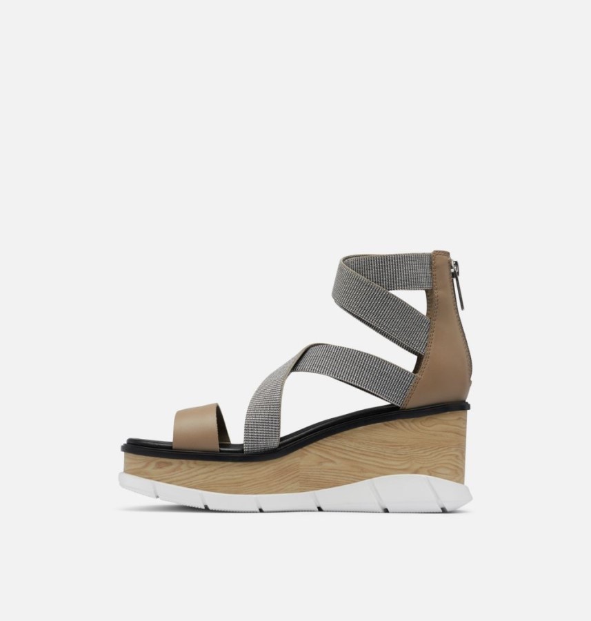 Sorel Australia Women's Joanie Iii Sport Strap Wedge Sandal Omega Taupe-White