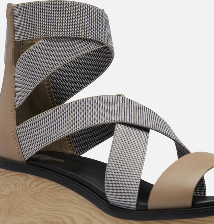Sorel Australia Women's Joanie Iii Sport Strap Wedge Sandal Omega Taupe-White
