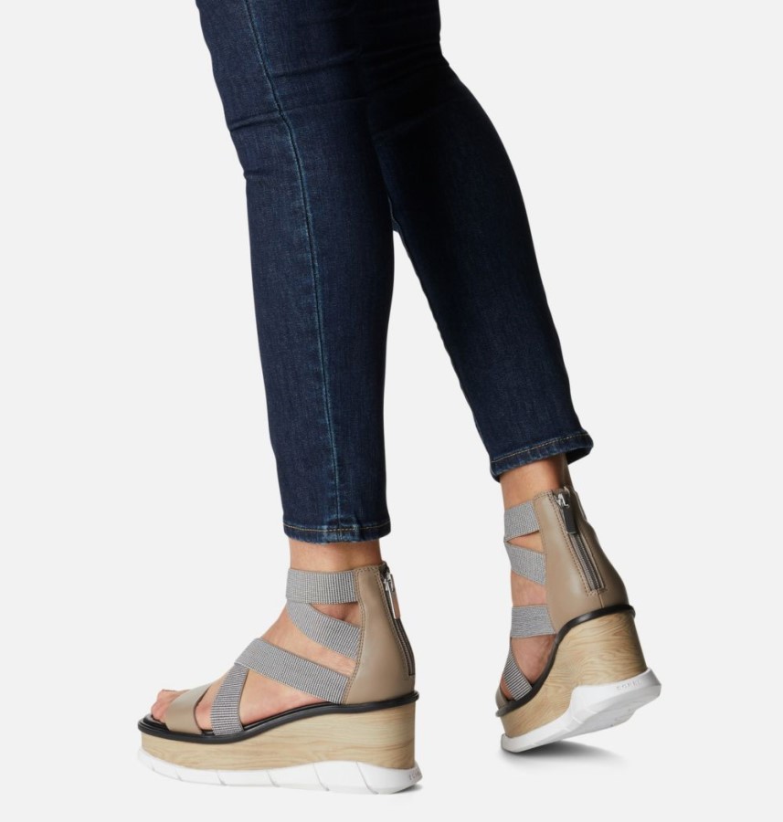 Sorel Australia Women's Joanie Iii Sport Strap Wedge Sandal Omega Taupe-White