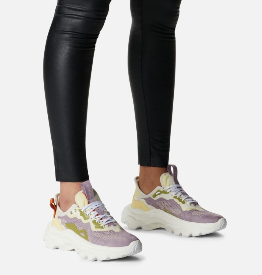 Sorel Australia Women's Kinetic Breakthru Day Lace Sneaker Shale Mauve-Tranquil Yellow
