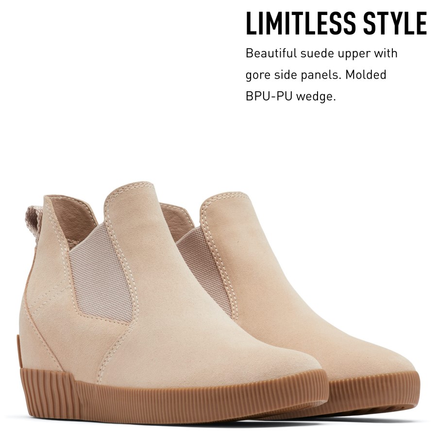 Sorel Australia Women's Out 'N About Slip-On Wedge Boots Natural Tan White
