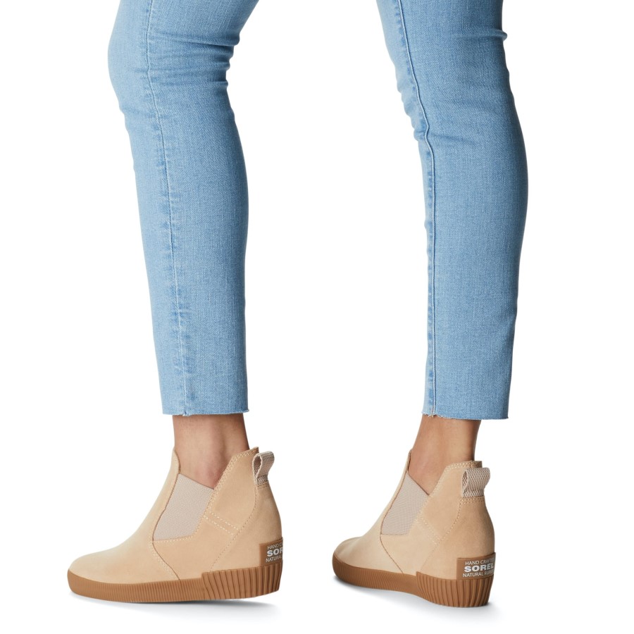 Sorel Australia Women's Out 'N About Slip-On Wedge Boots Natural Tan White
