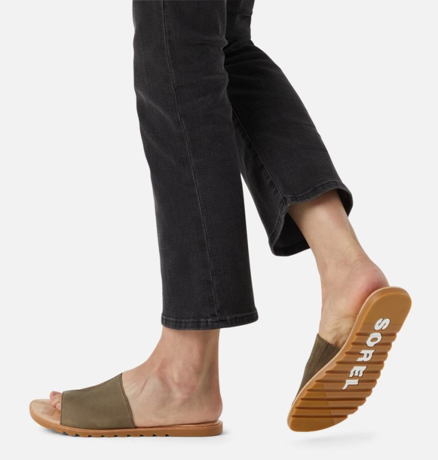 Sorel Australia Womens Ella Ii Block Slide Olive Green