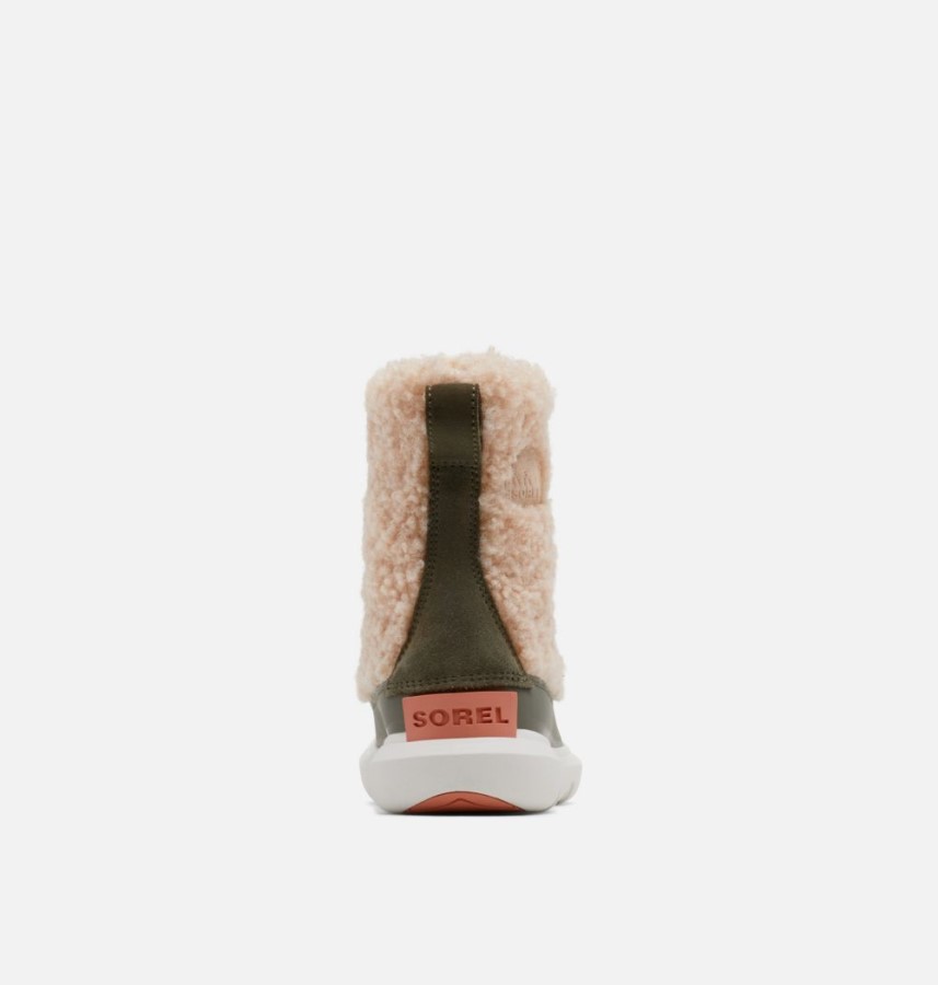 Sorel Australia Youth Explorer Cozy Shearling Winter Boot Nova Sand-Stone Green