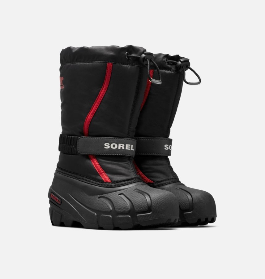 Sorel Australia Youth Flurry Boot Black-Bright Red