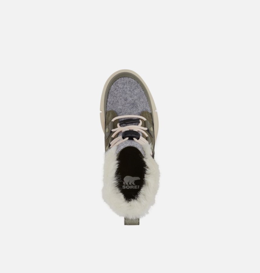 Stone Green-White Peach Sorel Australia Youth Explorer Lace Boot