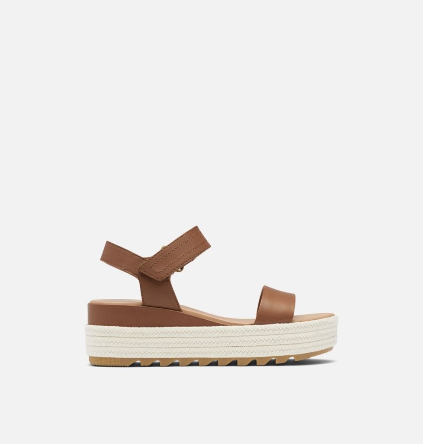 Velvet Tan-Chalk Women's Cameron Flatform Sandal Sorel Australia