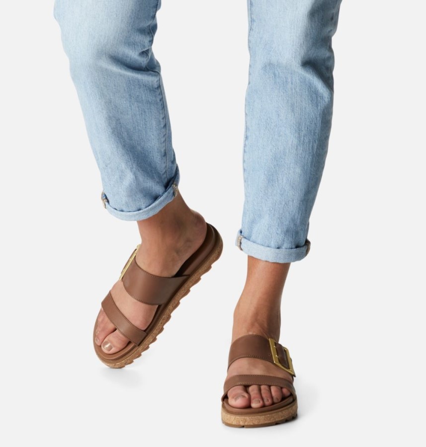 Velvet Tan-Gum 2 Sorel Australia Women's Roaming Buckle Slide Sandal