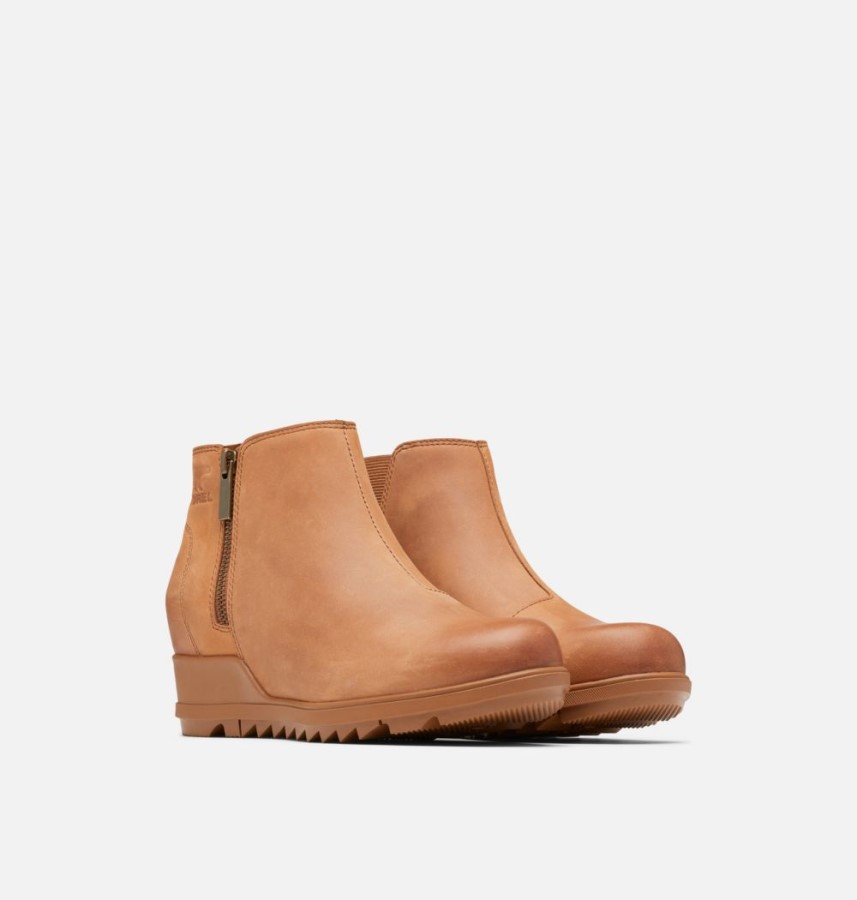Velvet Tan-Sea Salt Women's Evie Zip Wedge Bootie Sorel Australia