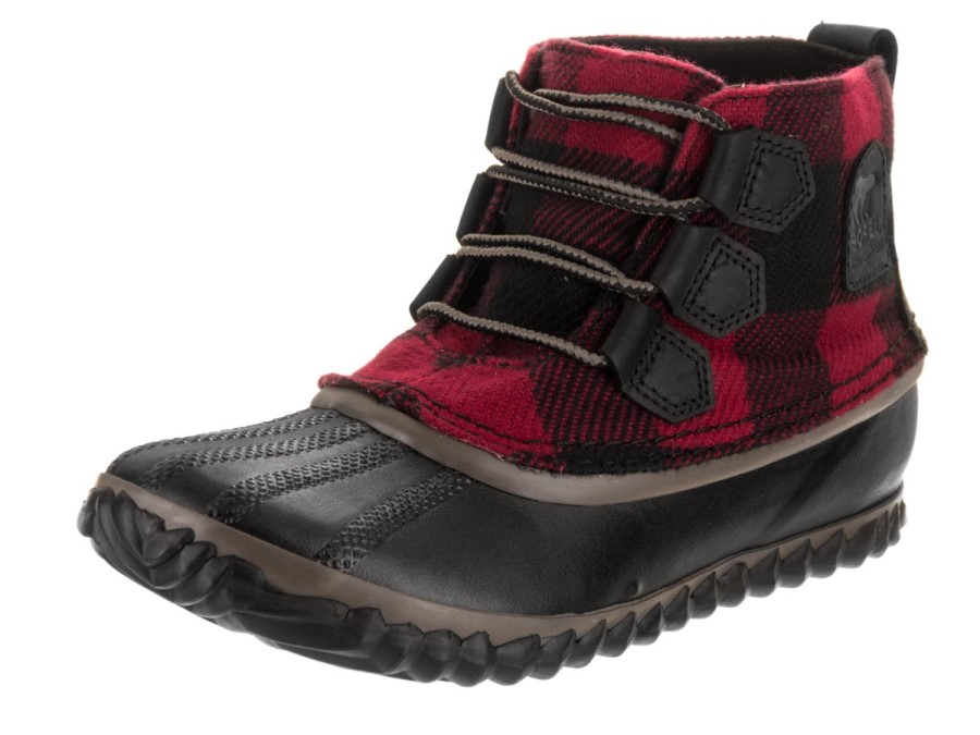 Women's Out N About Leather Ankle Boots Mud Black Sorel Australia