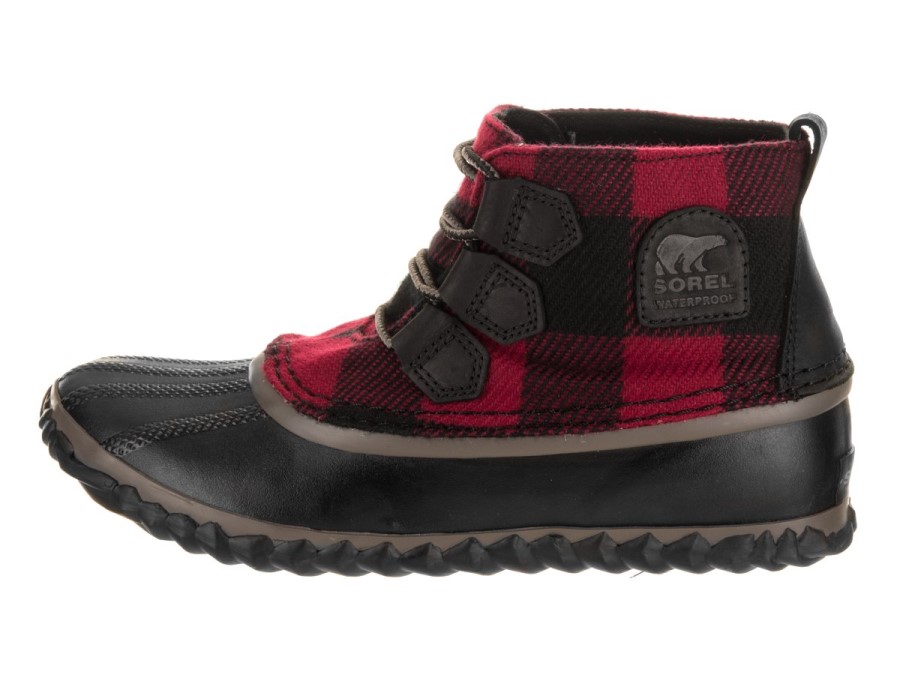 Women's Out N About Leather Ankle Boots Mud Black Sorel Australia