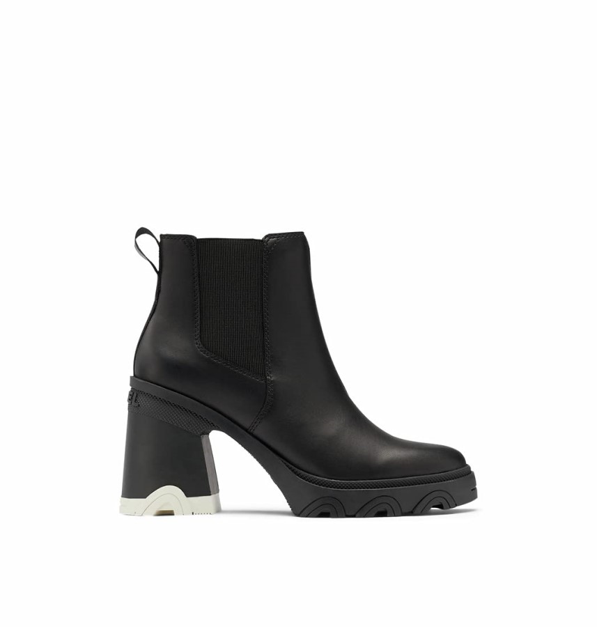 Women's Brex Heel Chelsea Waterproof Leather Rain Boot Black Sorel Australia