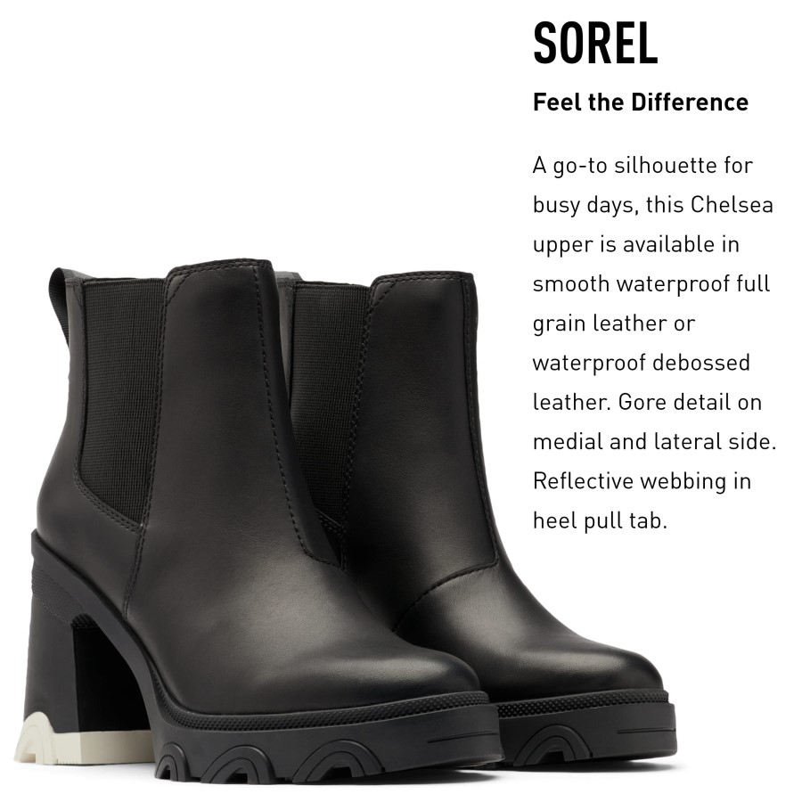 Women's Brex Heel Chelsea Waterproof Leather Rain Boot Black Sorel Australia