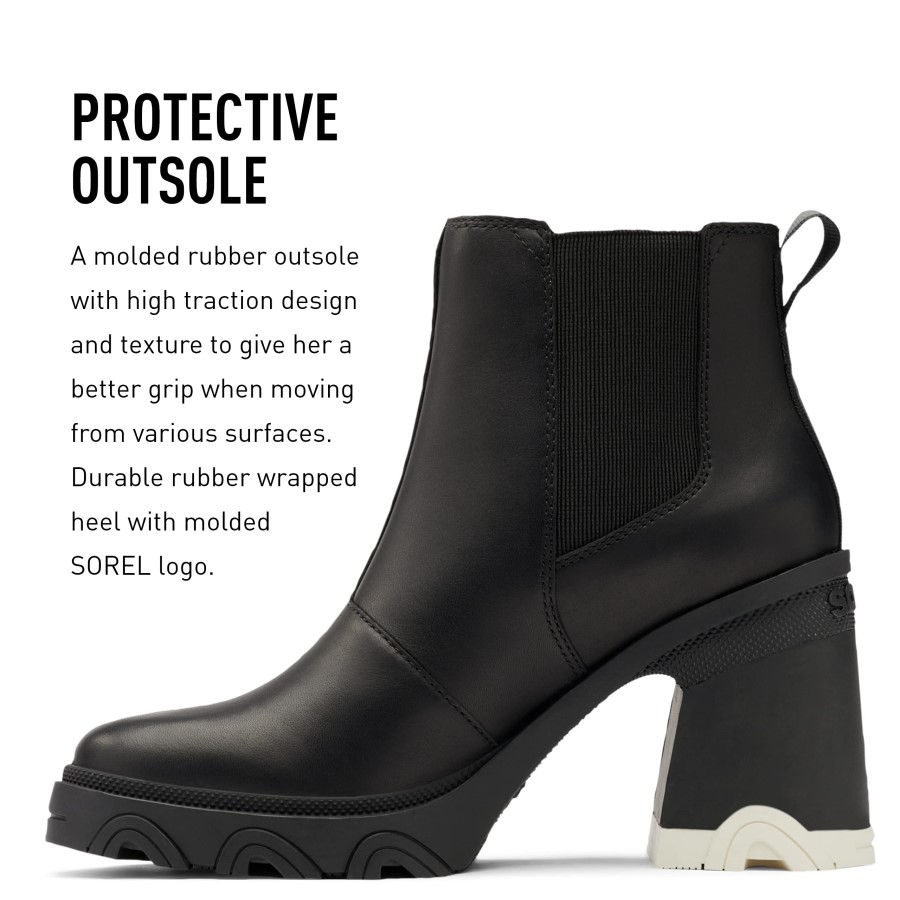 Women's Brex Heel Chelsea Waterproof Leather Rain Boot Black Sorel Australia