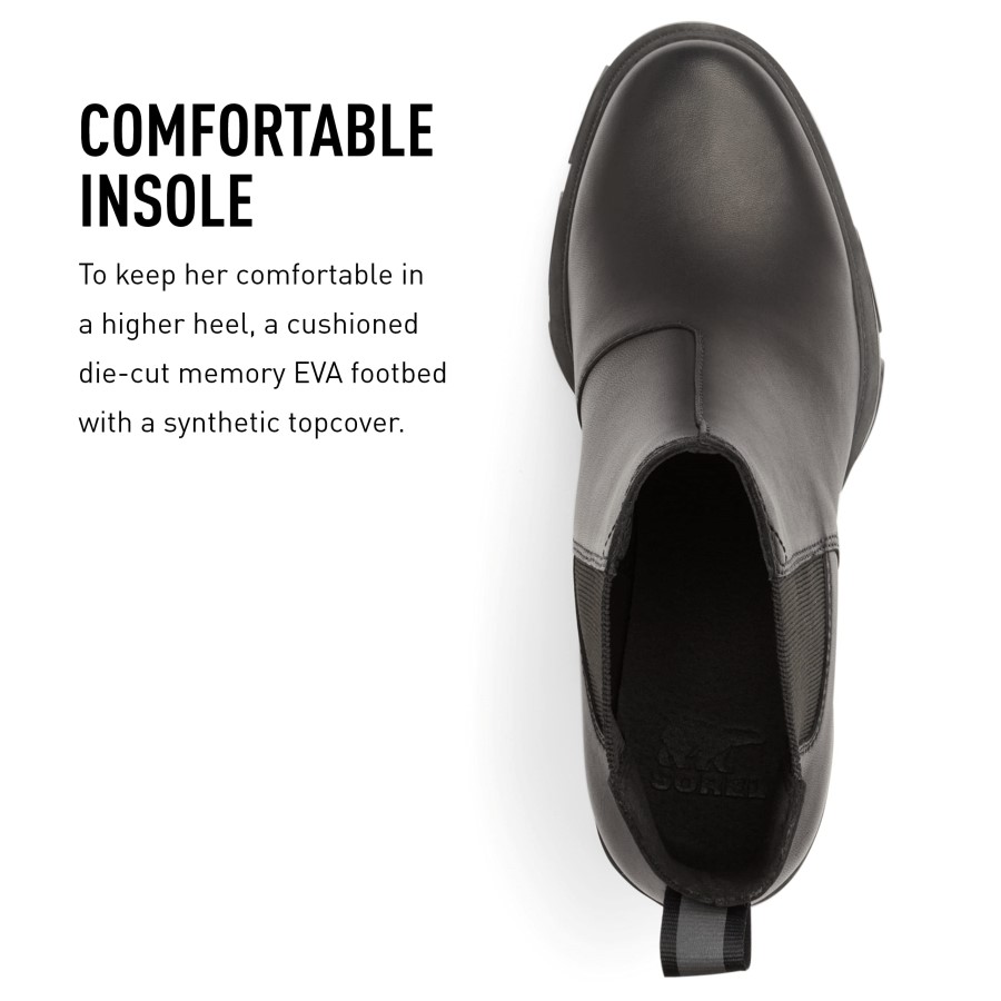 Women's Brex Heel Chelsea Waterproof Leather Rain Boot Black Sorel Australia
