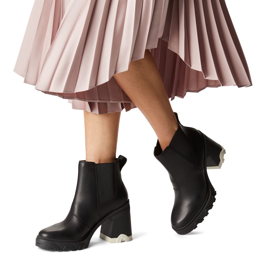 Women's Brex Heel Chelsea Waterproof Leather Rain Boot Black Sorel Australia
