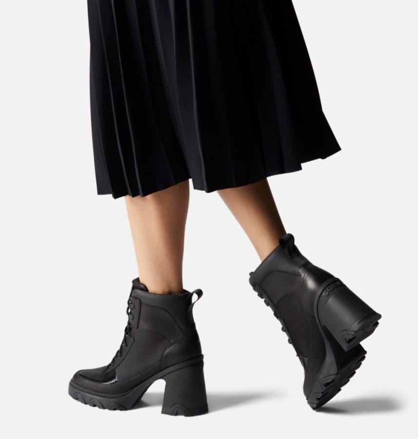 Women's Brex Heel Lace Bootie Sorel Australia Black-Black