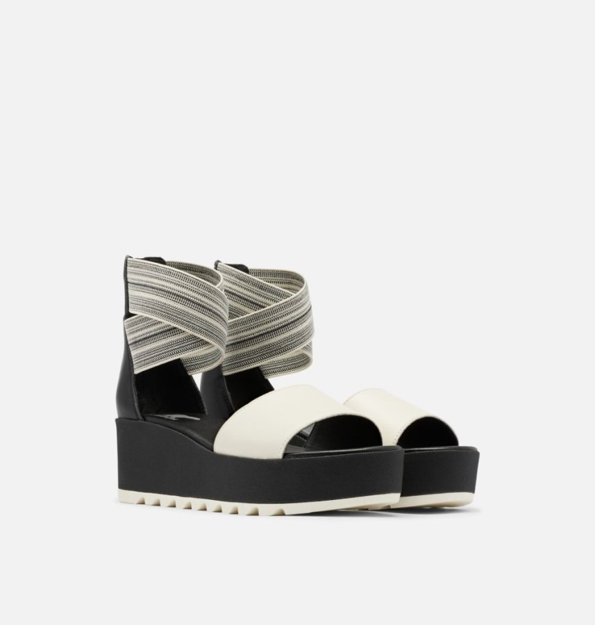 Women's Cameron Flatform Ankle Strap Wedge Sandal Black-Gore Sorel Australia
