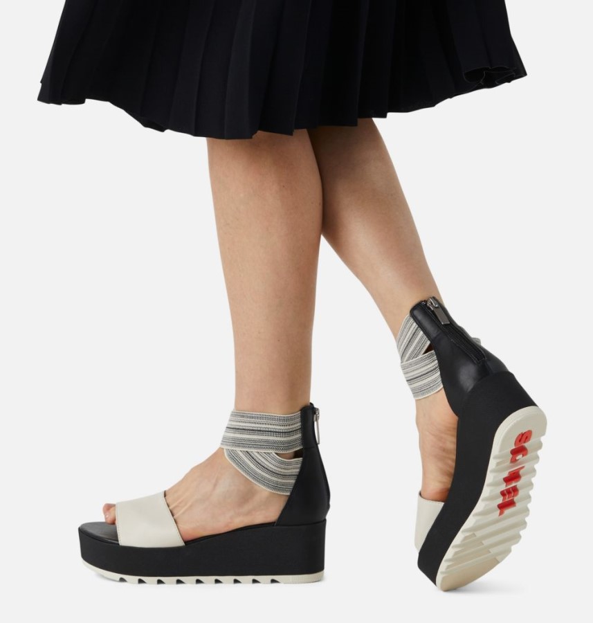 Women's Cameron Flatform Ankle Strap Wedge Sandal Black-Gore Sorel Australia