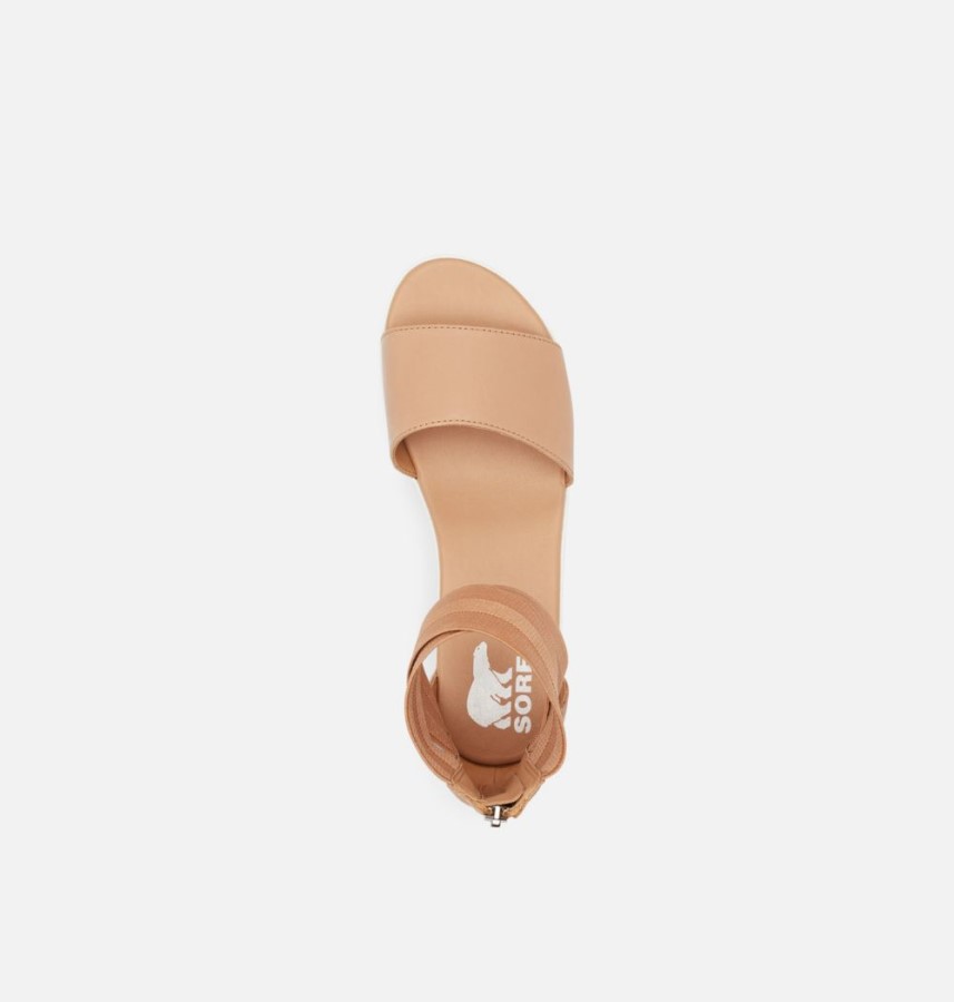 Women's Cameron Flatform Ankle Strap Wedge Sandal Sorel Australia Honest Beige