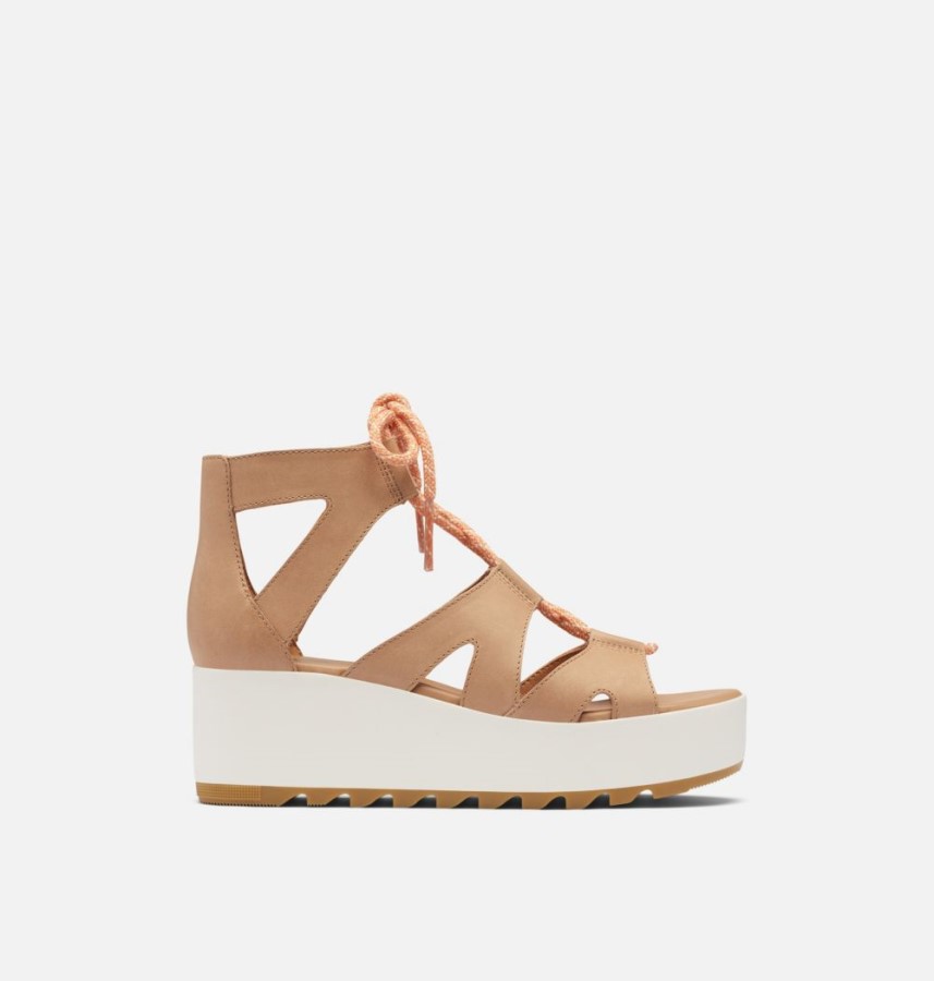Women's Cameron Flatform Lace Wedge Sandal Honest Beige-Gum 17 Sorel Australia