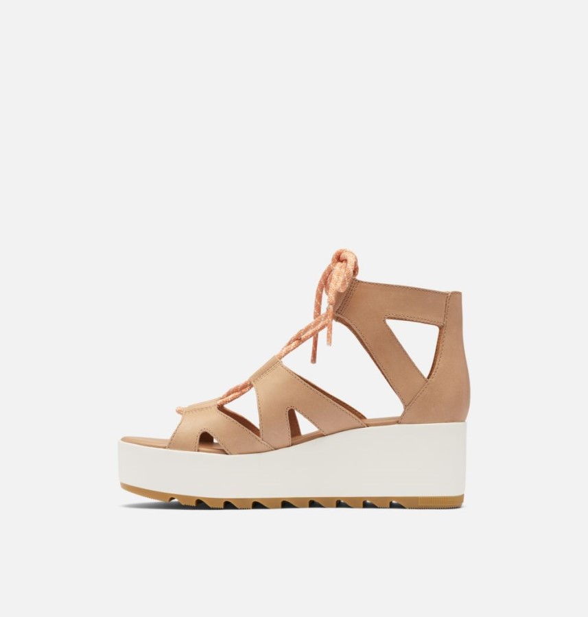 Women's Cameron Flatform Lace Wedge Sandal Honest Beige-Gum 17 Sorel Australia