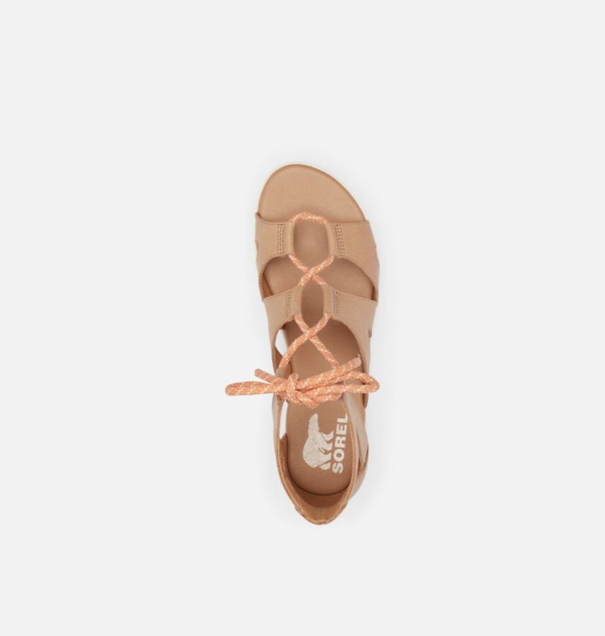Women's Cameron Flatform Lace Wedge Sandal Honest Beige-Gum 17 Sorel Australia