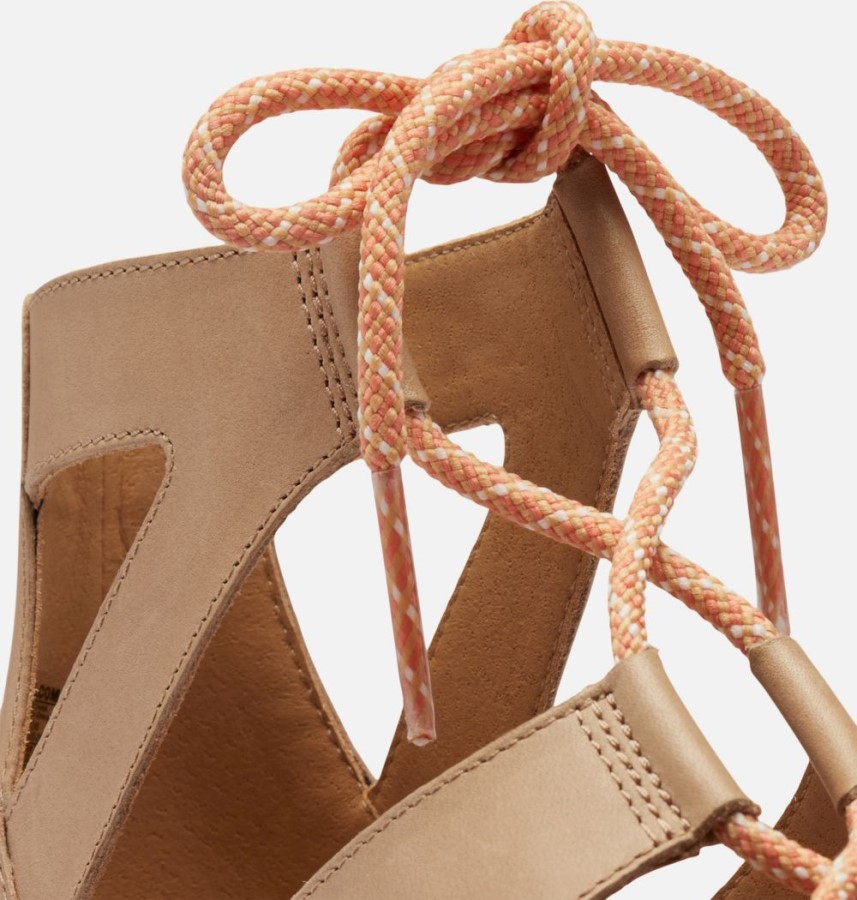 Women's Cameron Flatform Lace Wedge Sandal Honest Beige-Gum 17 Sorel Australia
