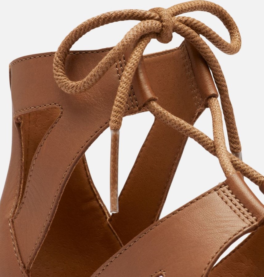 Women's Cameron Flatform Lace Wedge Sandal Sorel Australia Velvet Tan-Chalk