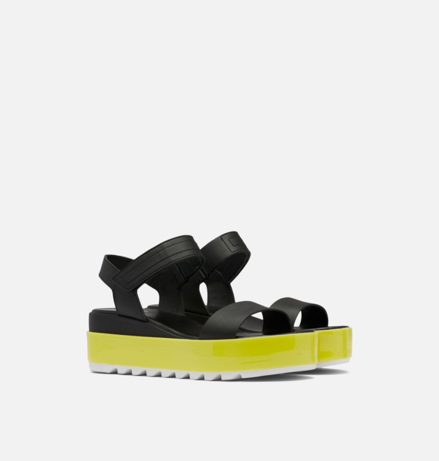 Women's Cameron Flatform Wedge Sandal Sorel Australia Black-Bolt