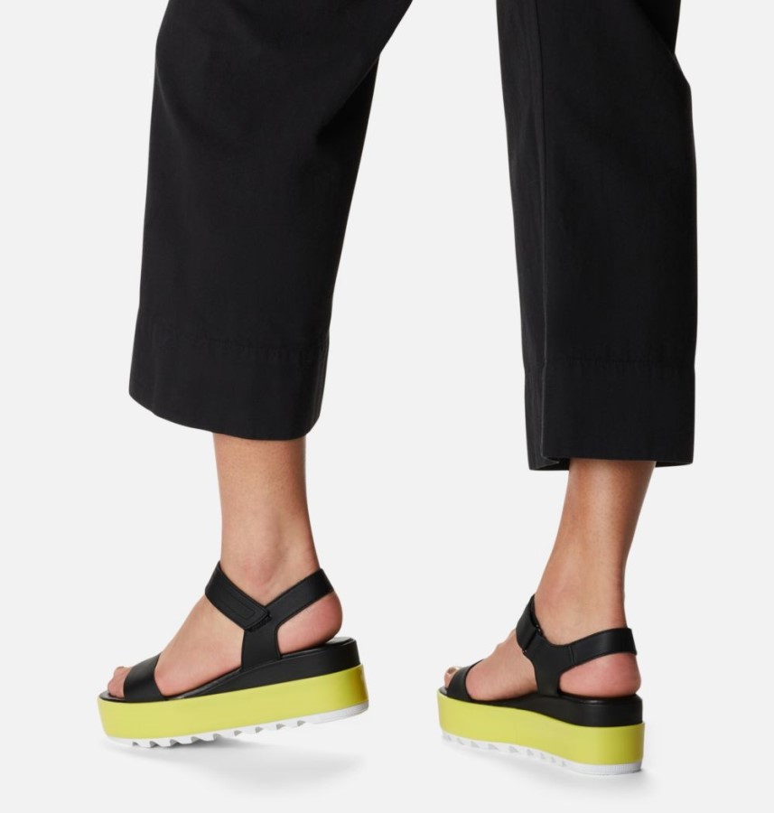 Women's Cameron Flatform Wedge Sandal Sorel Australia Black-Bolt