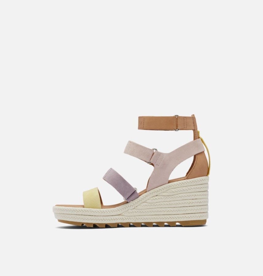 Women's Cameron Multi Strap Wedge Sandal Sorel Australia Shale Mauve-Sea Salt