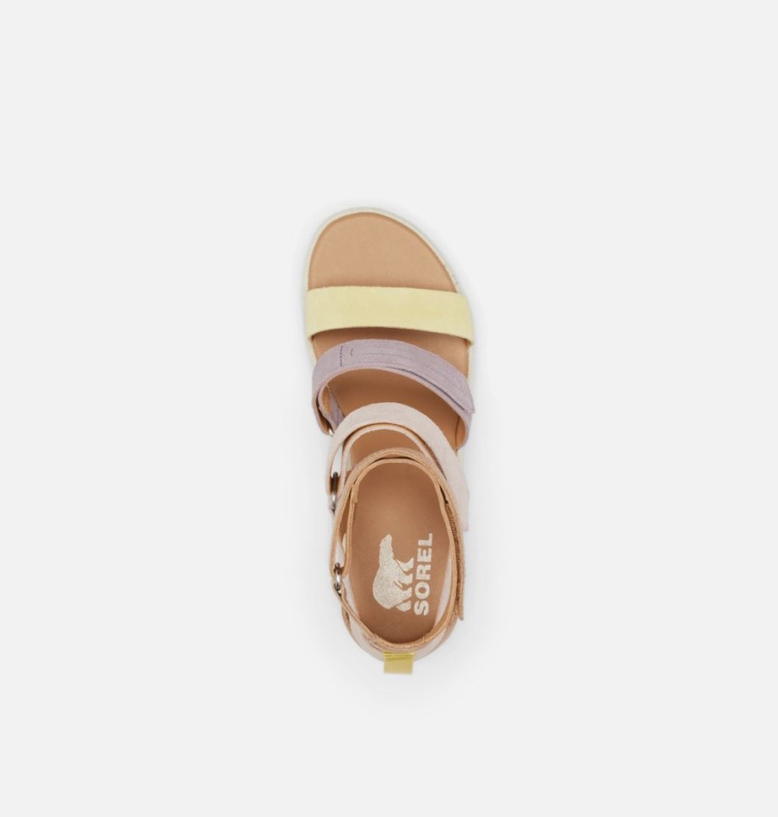 Women's Cameron Multi Strap Wedge Sandal Sorel Australia Shale Mauve-Sea Salt