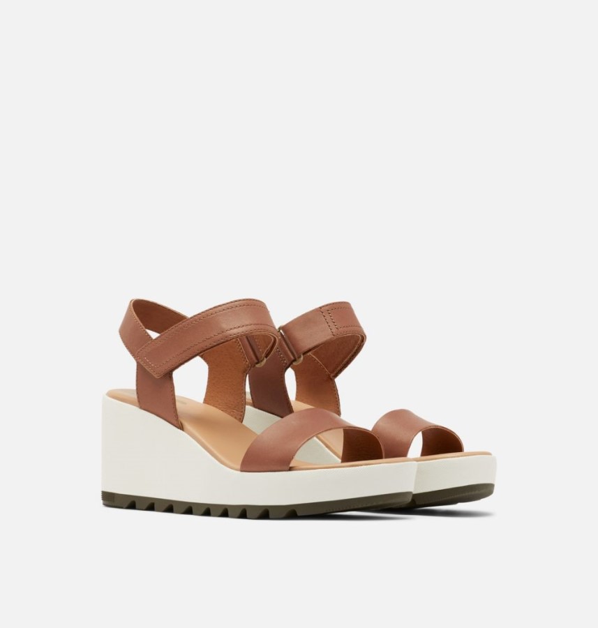 Women's Cameron Wedge Leather Sandal Sorel Australia Velvet Tan