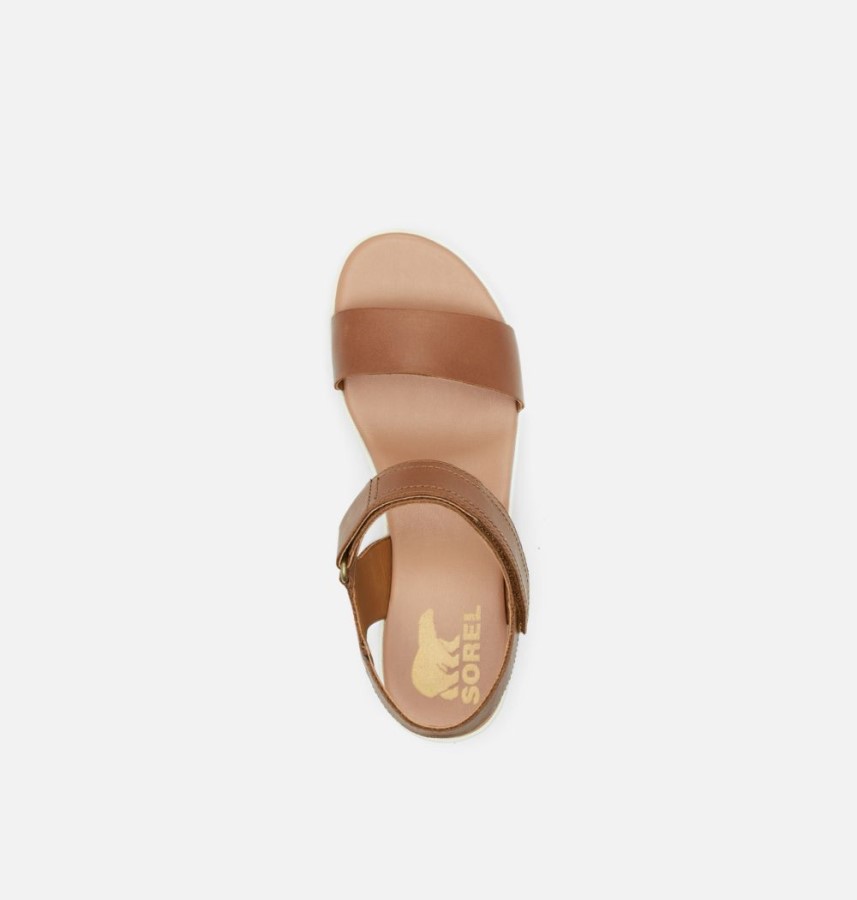 Women's Cameron Wedge Leather Sandal Sorel Australia Velvet Tan