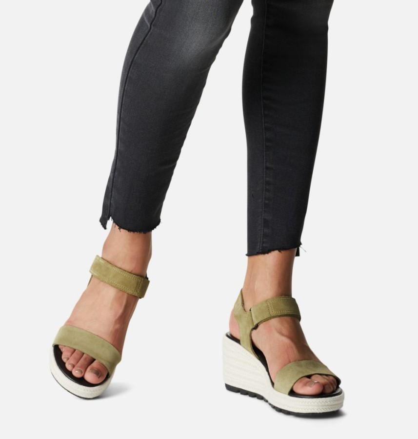 Women's Cameron Wedge Sandal Olive Shade-Sea Salt Sorel Australia
