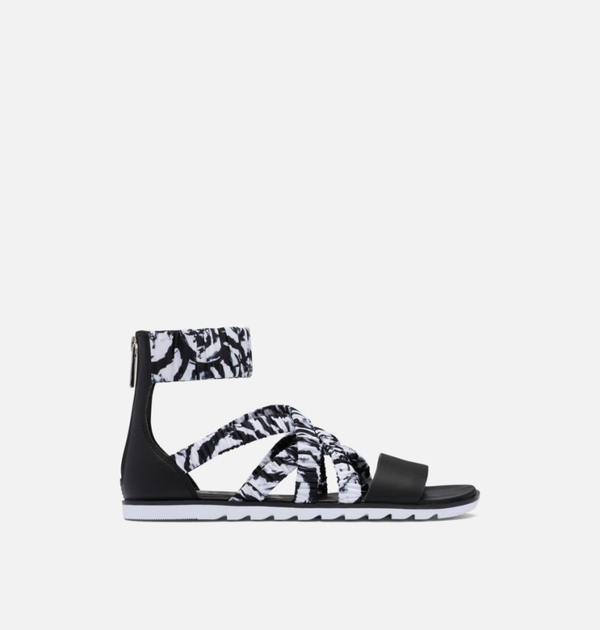 Women's Ella Ii Ankle Strap Sandal White-Black Sorel Australia