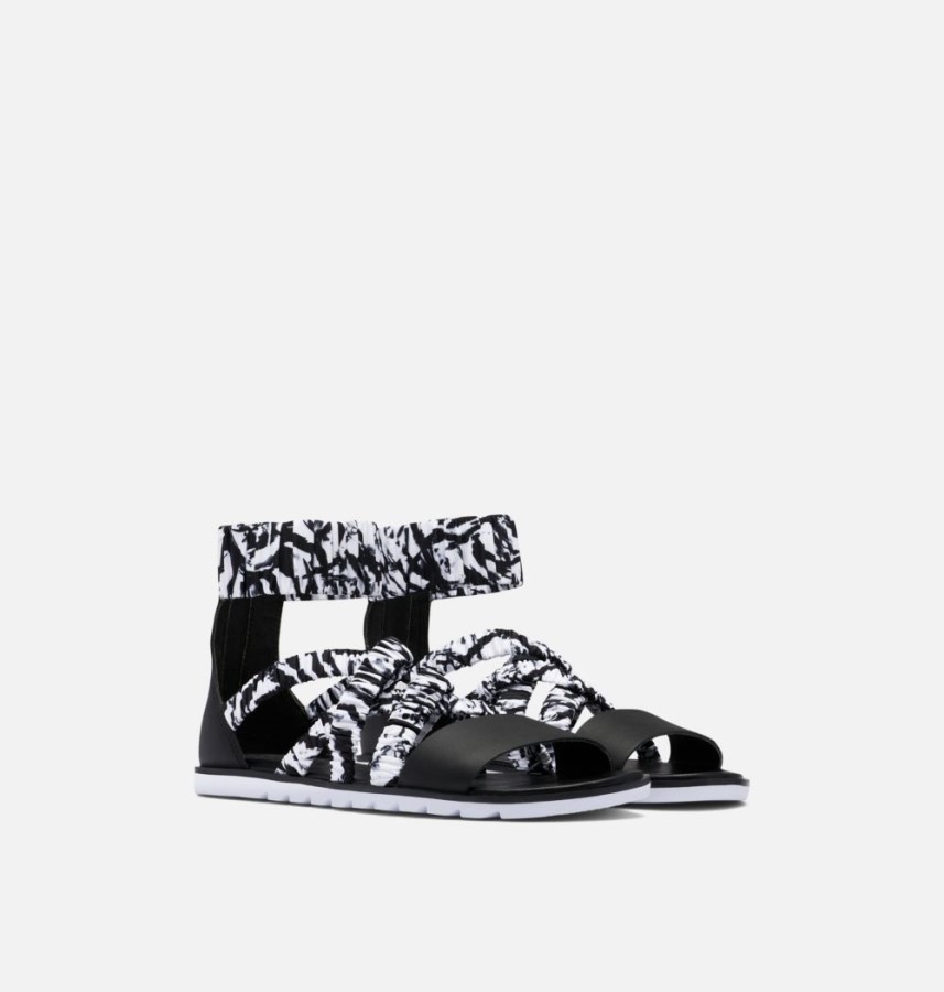 Women's Ella Ii Ankle Strap Sandal White-Black Sorel Australia
