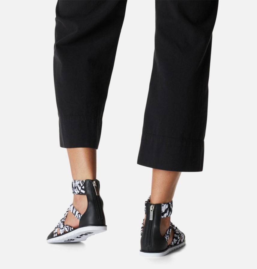 Women's Ella Ii Ankle Strap Sandal White-Black Sorel Australia