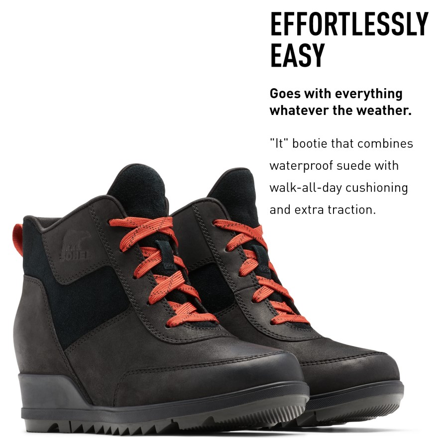Women's Evie Sport Lace Rain Boot Waterproof Suede Sorel Australia Black Jet