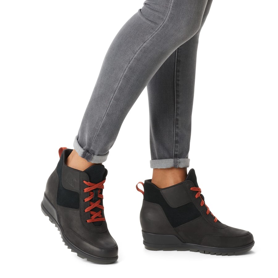Women's Evie Sport Lace Rain Boot Waterproof Suede Sorel Australia Black Jet