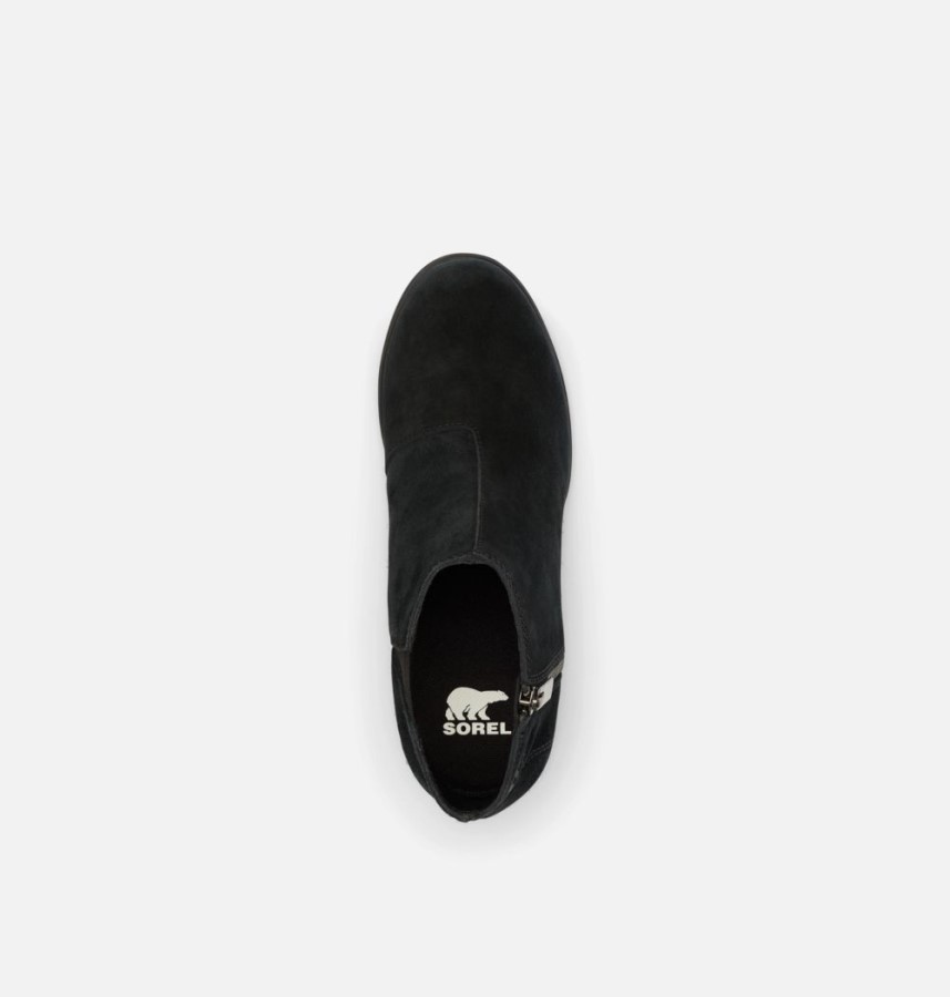 Women's Evie Zip Wedge Bootie Black Sorel Australia