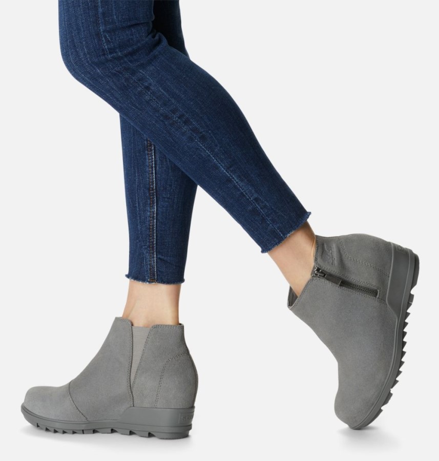 Women's Evie Zip Wedge Bootie Sorel Australia Quarry-Sea Salt